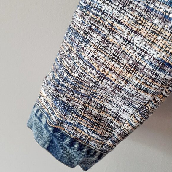 NWT M2 by Mocha crystal tweed short denim jacket, L - Picture 9 of 11